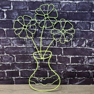 Neon Green Wire Flower Wall Art